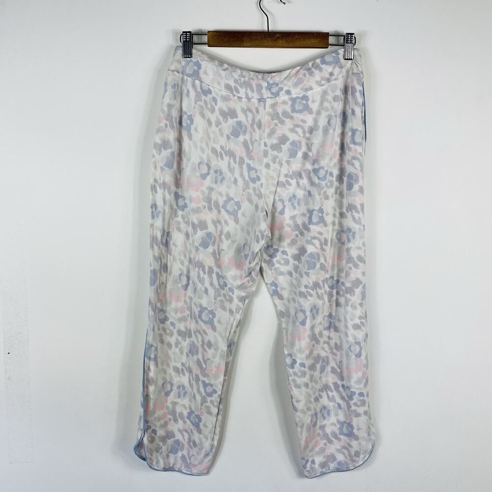 Soma Crop Pajama Pants Medium Ivory Leopard Cool Nights Drawstring - Picture 2 of 7